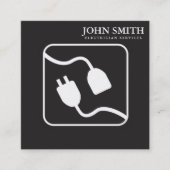 電気工モダン士延長コードロゴブラック スクエア名刺 (正面)