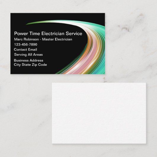 電気工ユニーク業用カードデザイン 名刺 (正面/裏面)