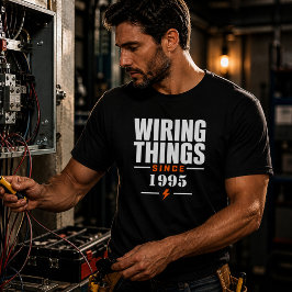 電気工事のプロフェッショナル 1995年から 電気工事士 ブラック Tシャツ
