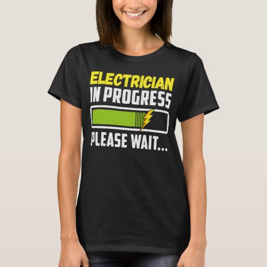 電気工事中Electriお待ちください Tシャツ (正面)