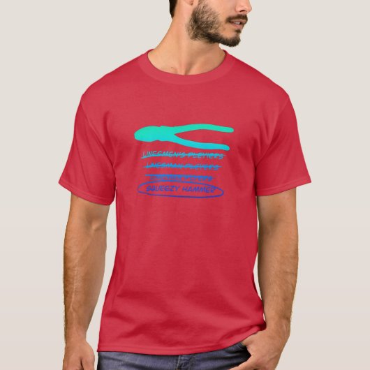 電気工事士おもしろいスペルミスのラインマンズプライヤー Tシャツ (正面)