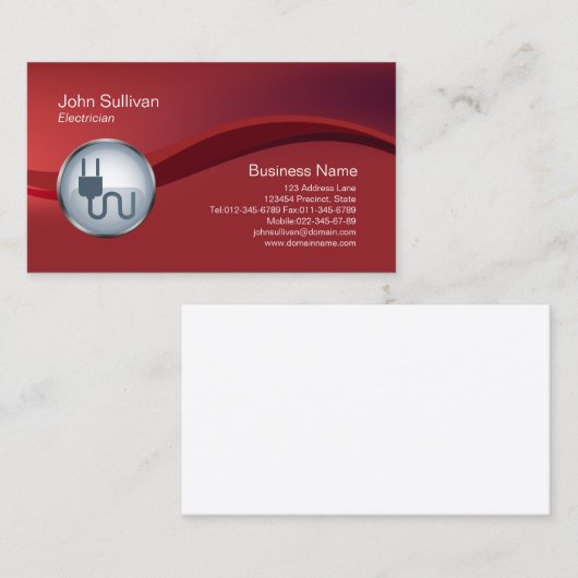 電気工事士の名刺の電気プラグアイコン 名刺 (正面/裏面)