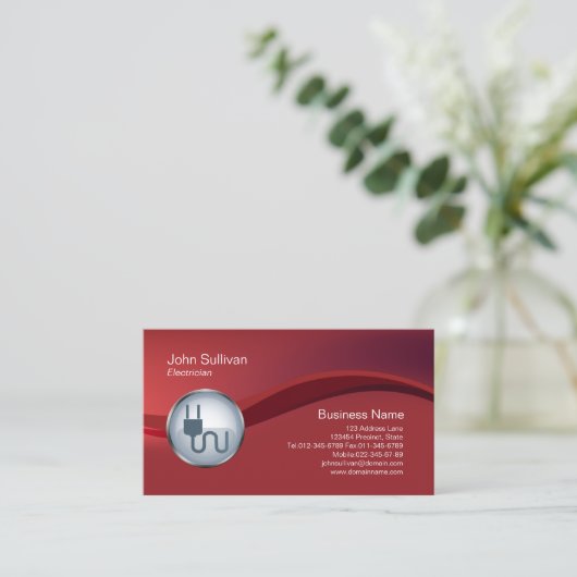 電気工事士の名刺の電気プラグアイコン 名刺 (スタンド正面)