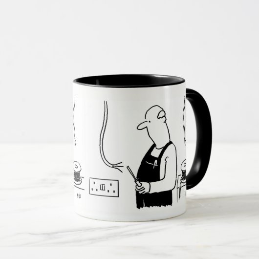 電気工事士の電気技師の漫画 マグカップ (正面右)