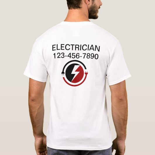 電気工事士ビジネス ロゴ ワークシャツ Tシャツ (裏面)