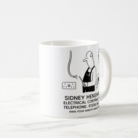 電気工事士又は電気工事請負業者プロモーション コーヒーマグカップ (正面右)