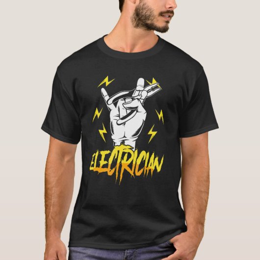 電気工事士用電圧ラインマン職人 Tシャツ (正面)