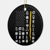 電気工事士米国国旗のツール セラミックオーナメント (左)