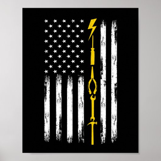 電気工事士米国国旗のツール ポスター (正面)