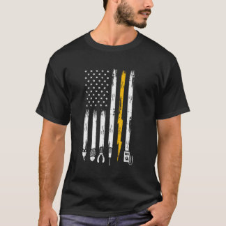 電気工事士米国国旗のツール Tシャツ