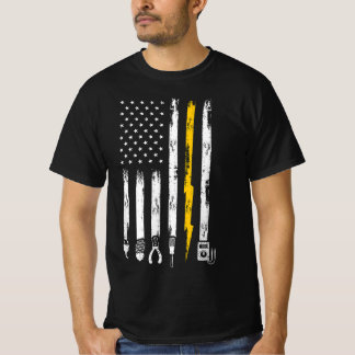 電気工事士米国国旗のツール Tシャツ