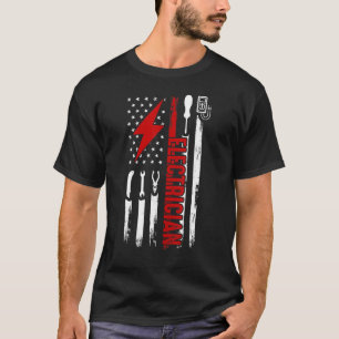 電気工事士米国国旗のツール Tシャツ