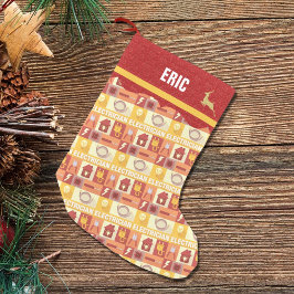 電気工事士職業 |赤フェイクグリッター スモールクリスマスストッキング