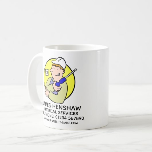 電気工事士電気サービスプロモーション コーヒーマグカップ (正面左)