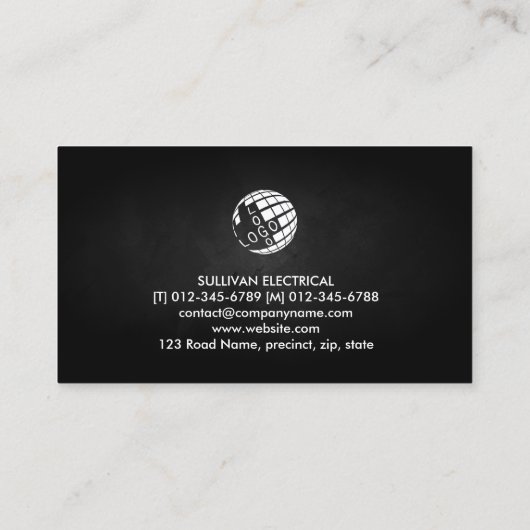 電気工事士電気工事請負業者ターコイズ グランジ 名刺 (裏面)