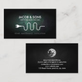 電気工事士電気工事請負業者ターコイズ グランジ 名刺 (正面/裏面)