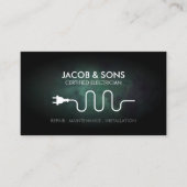 電気工事士電気工事請負業者ターコイズ グランジ 名刺 (正面)