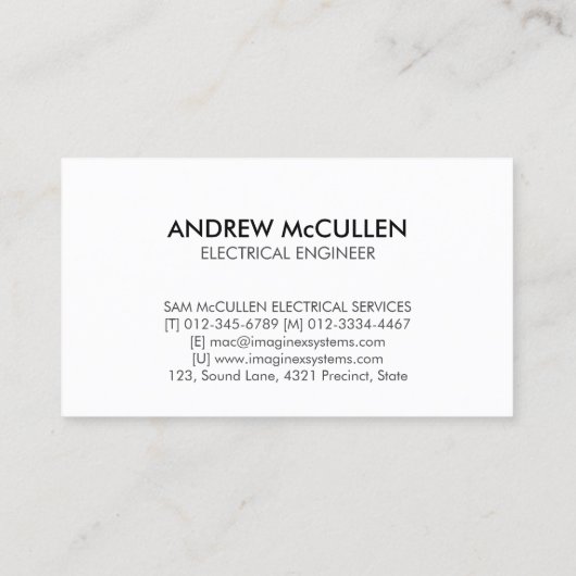 電気工事士電気工事請負業者名刺 名刺 (裏面)