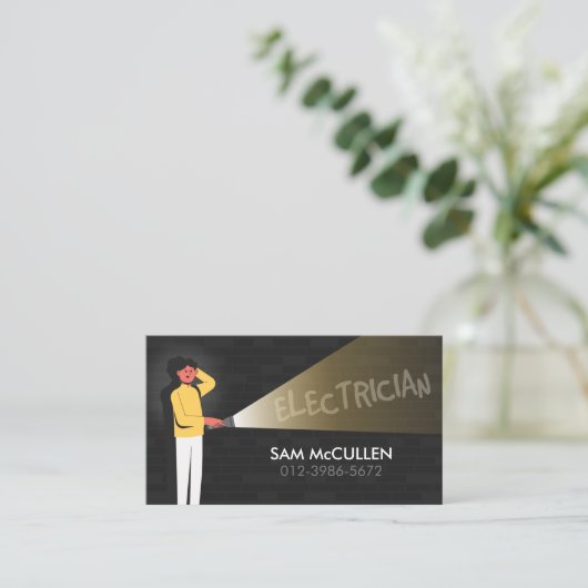 電気工事士電気工事請負業者名刺 名刺 (スタンド正面)