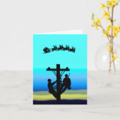 電気工事士 シルエット クリスマス グリーティング カード (黄色い花)