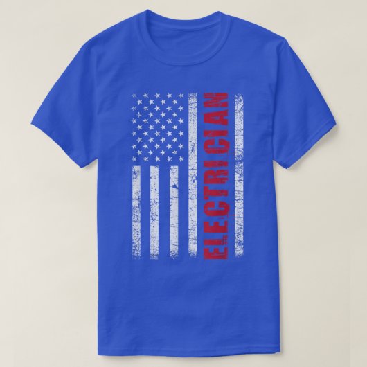 電気工事士USA国旗Lineman Electrical Worker Repa Tシャツ (デザイン正面)