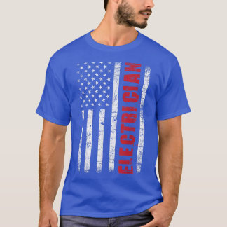 電気工事士USA国旗Lineman Electrical Worker Repa Tシャツ