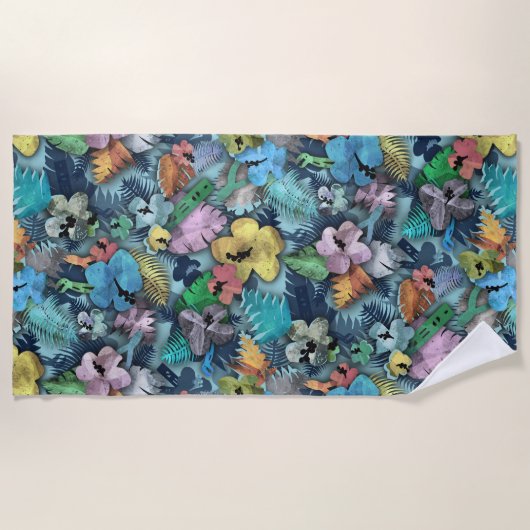 電気工事用ツールハワイアンプリント ビーチタオル (正面)