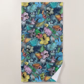 電気工事用ツールハワイアンプリント ビーチタオル (正面)