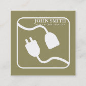 電気工事用モダン延長コードロゴ スクエア名刺 (正面)