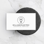 電気工事者用の白の電球モノグラムロゴ 名刺