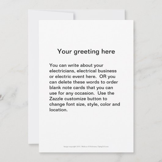 電気工事請負業者のコンセント電気技師の業務 招待状 (裏面)