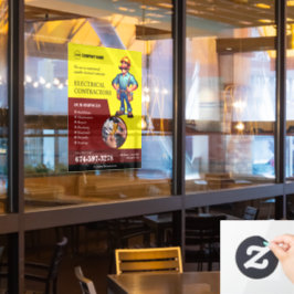 電気工事請負業者ウィンドウの固定 ウィンドウサイン