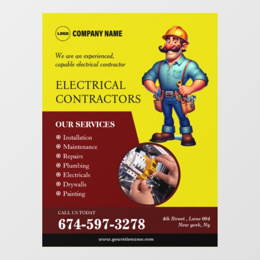 電気工事請負業者ウィンドウの固定 ウィンドウサイン (シート)