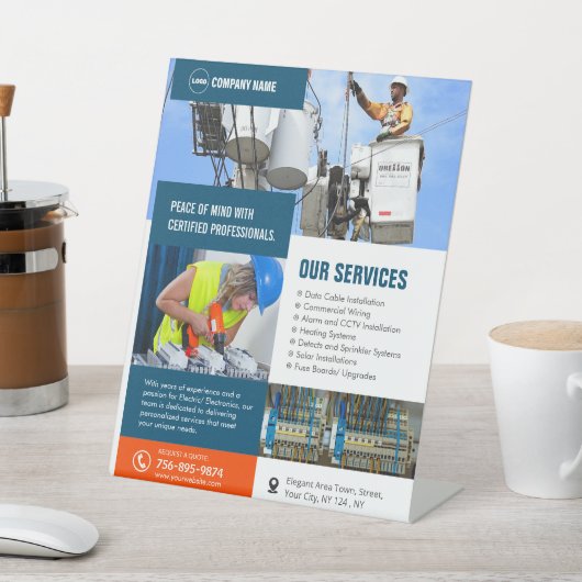 電気工事請負業者サービスカスタム 台座サイン (インサイチュ)