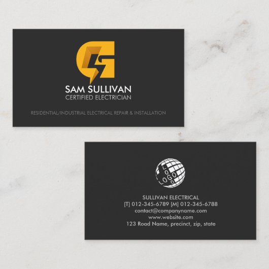 電気工事請負業者モノグラムG 名刺 (正面/裏面)