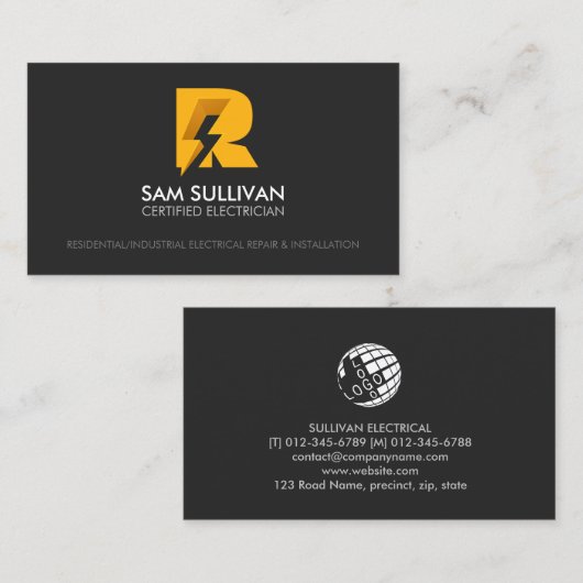 電気工事請負業者モノグラムR 名刺 (正面/裏面)
