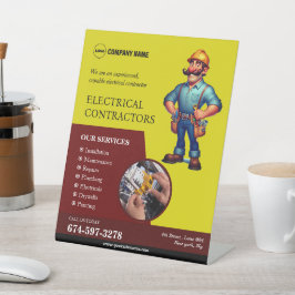 電気工事請負業者 台座サイン
