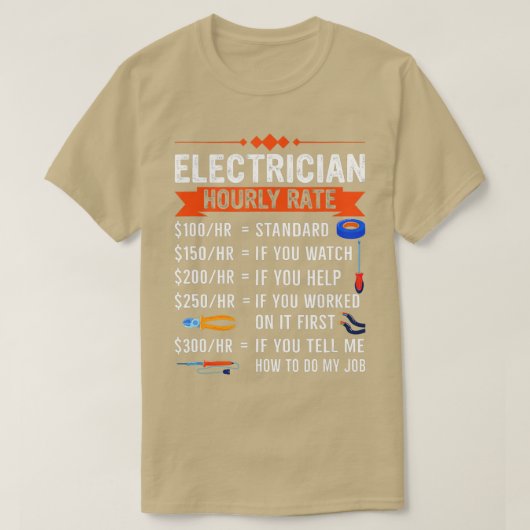 電気工具引き出し電気工事士時給 Tシャツ (デザイン正面)