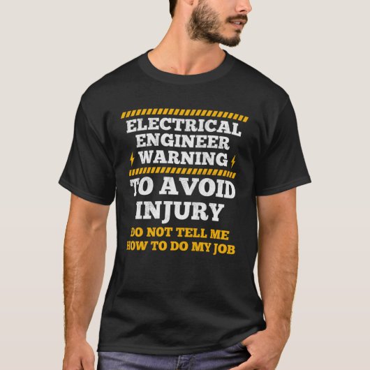 電気工警告士が傷害電気を避ける Tシャツ (正面)