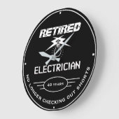 電気工退職した社ブラックライトバルブおもしろいスローガン ラージ壁時計 (傾斜)