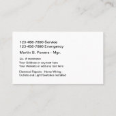 電気建築業者の名刺 名刺 (裏面)