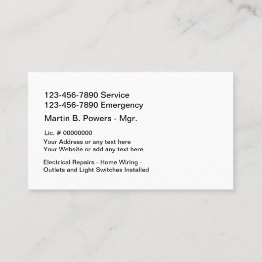 電気建築業者の名刺 名刺 (裏面)