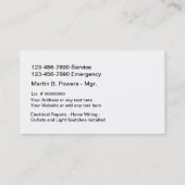 電気建築業者の名刺 名刺 (裏面)