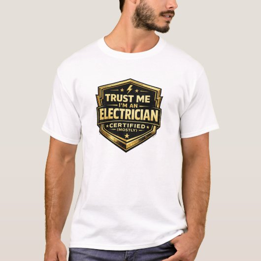 電気技士バッジ認定主に金盾 Tシャツ (正面)