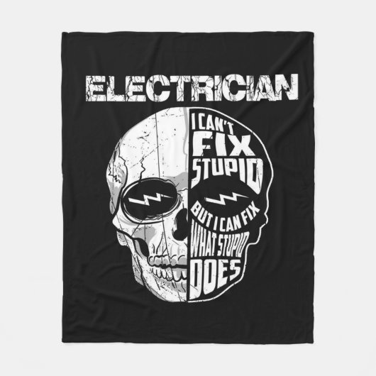 電気技師が愚かなスカルギフトを修正できない フリースブランケット (正面)