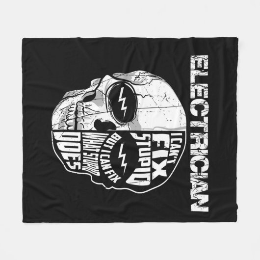 電気技師が愚かなスカルギフトを修正できない フリースブランケット (正面(横))