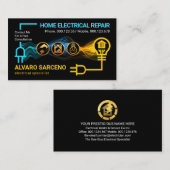 電気技師が電気回路のホームバルブの電源を入れる 名刺 (正面/裏面)