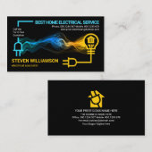 電気技師が電気回路のホームバルブの電源を入れる 名刺 (正面/裏面)