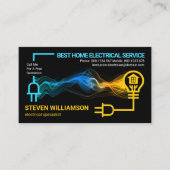 電気技師が電気回路のホームバルブの電源を入れる 名刺 (正面)