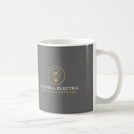電気技師のためのライトバルブモノグラムロゴ コーヒーマグカップ (右)